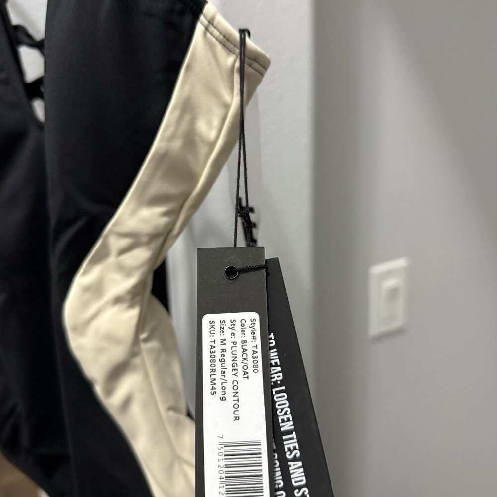 TA3 Swimwear Plungey Black/Oat One Piece Regular/Long MEDIUM BRAND NEW $178 MSRP - Picture 2 of 5